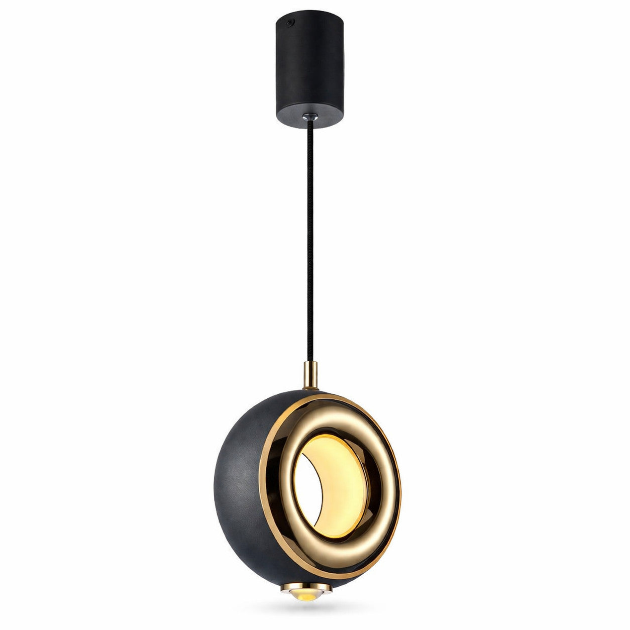LAMPADARIO LED A SOSPENSIONE MODERNO TONDO NERO ORO 11W DIMMERABILE CCT LP027