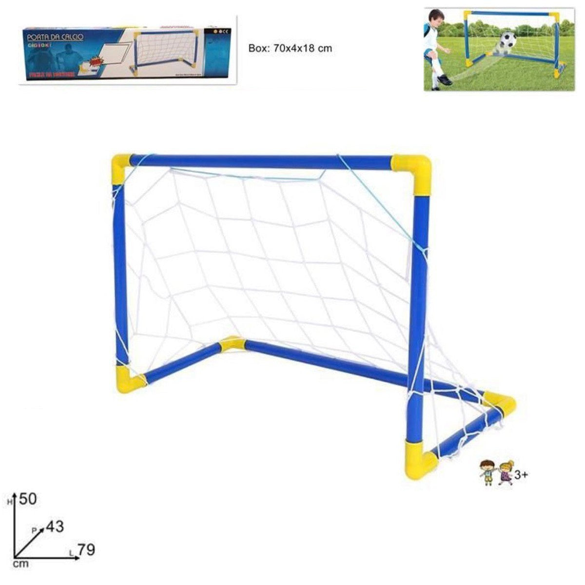 PORTA CALCIO PER BAMBINI 79X50X43CM CON RETE GIOCO SPORT ALL’APERTO GIOCATTOLO
