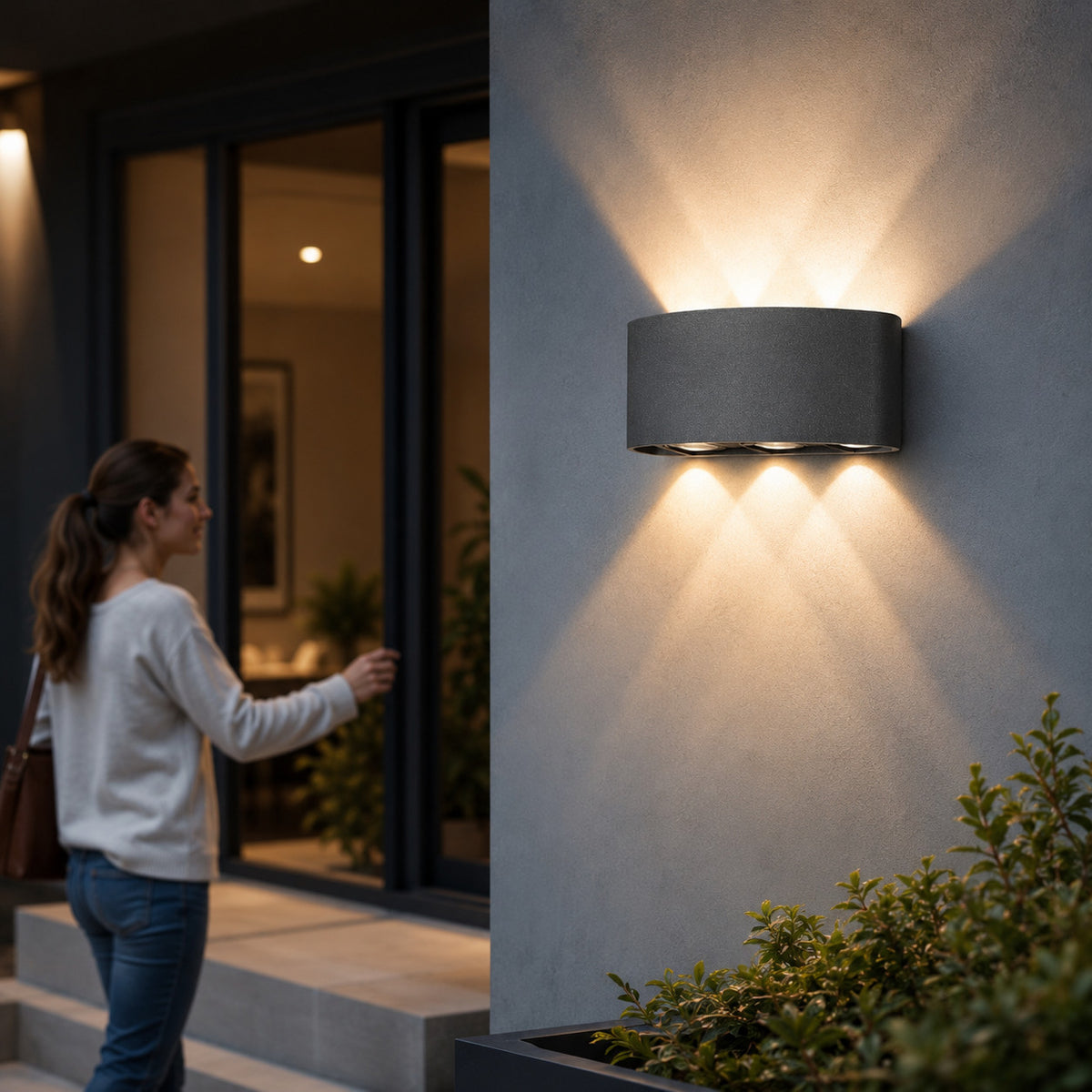 APPLIQUE LED 12W GRIGIA IP65 LAMPADA PARETE ESTERNO3000K 4000K 6000K ET-31674