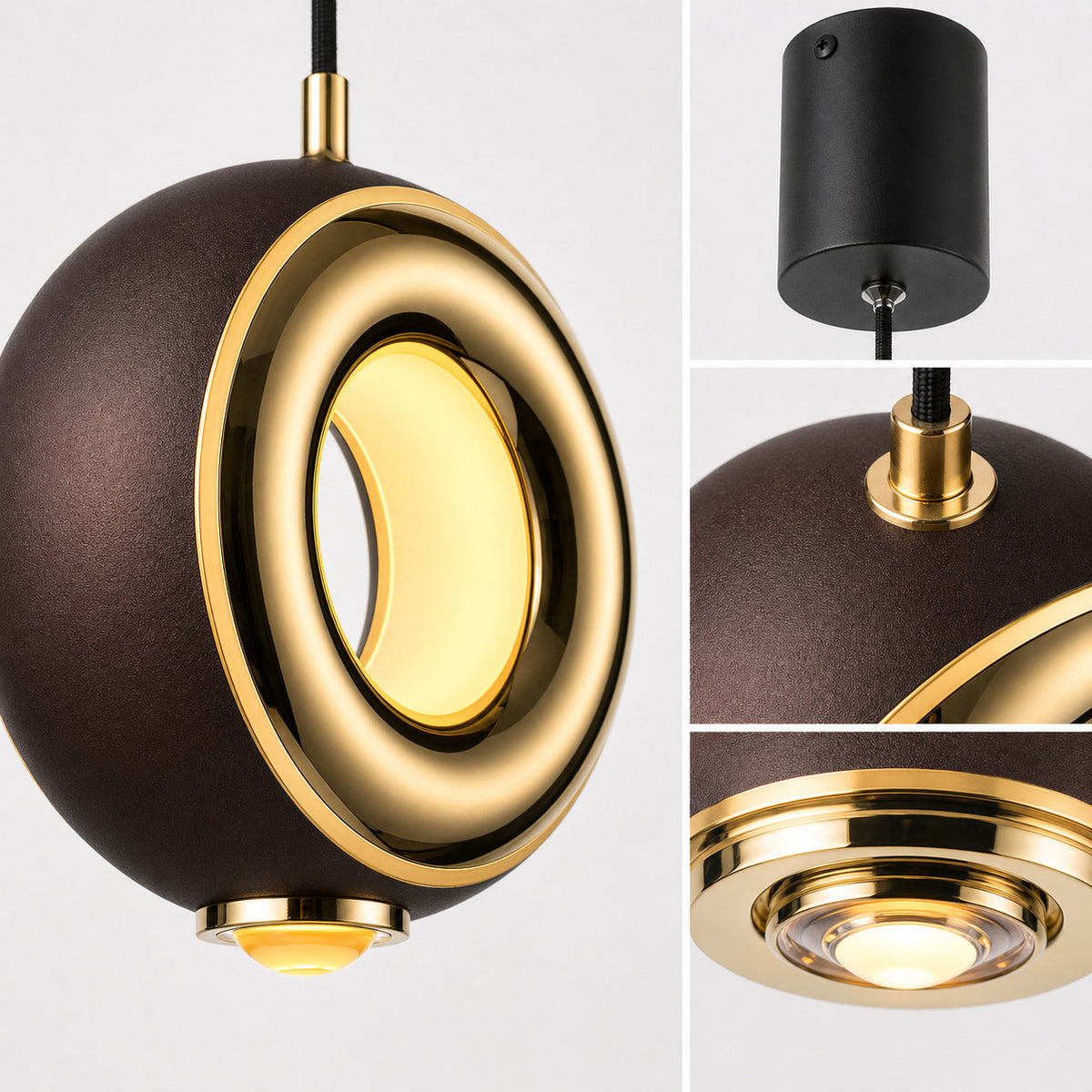 LAMPADARIO LED A SOSPENSIONE MODERNO TONDO NERO ORO 11W DIMMERABILE CCT LP026