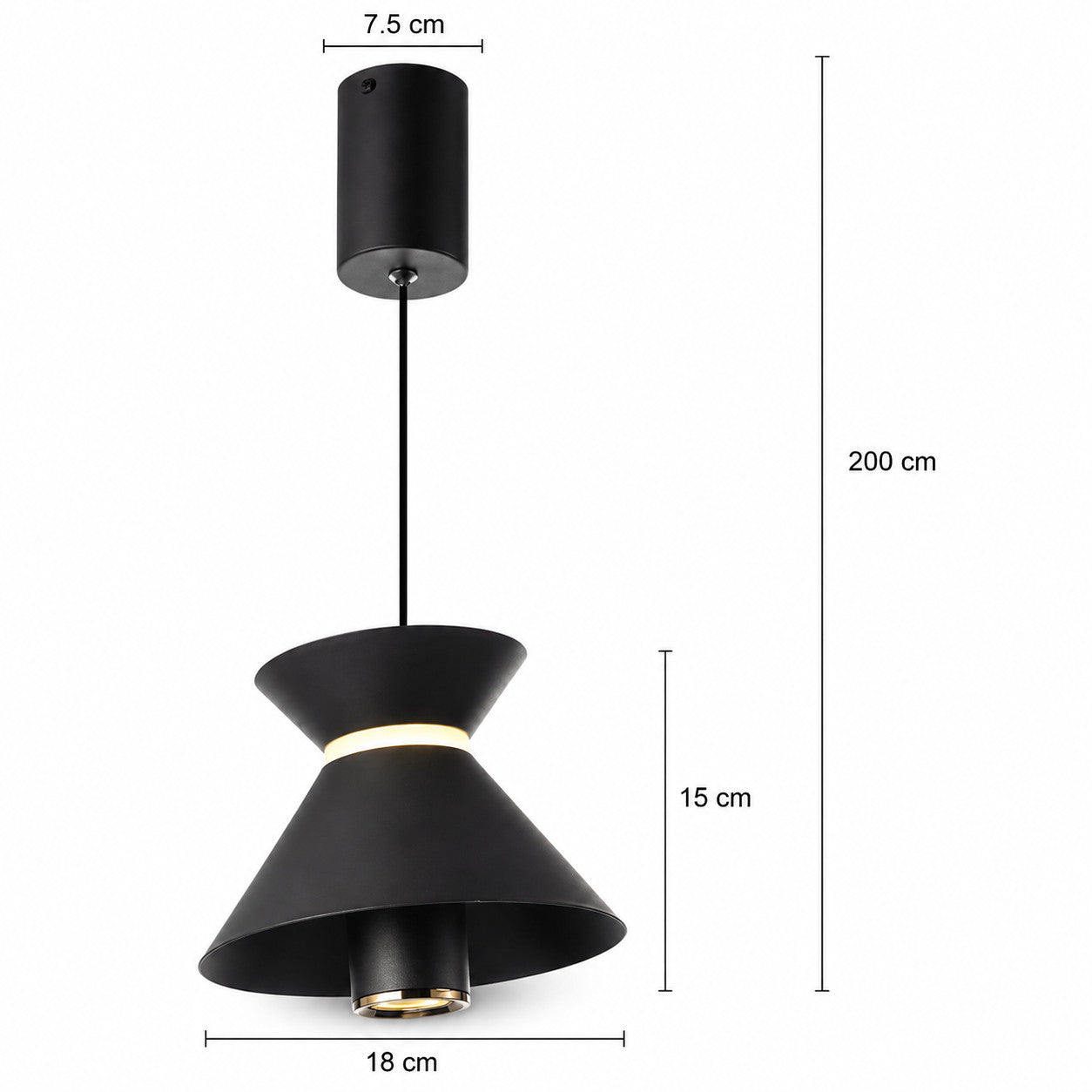 LAMPADARIO LED A SOSPENSIONE MODERNO NERO 10W DIMMERABILE CCT REGOLABILE LP018