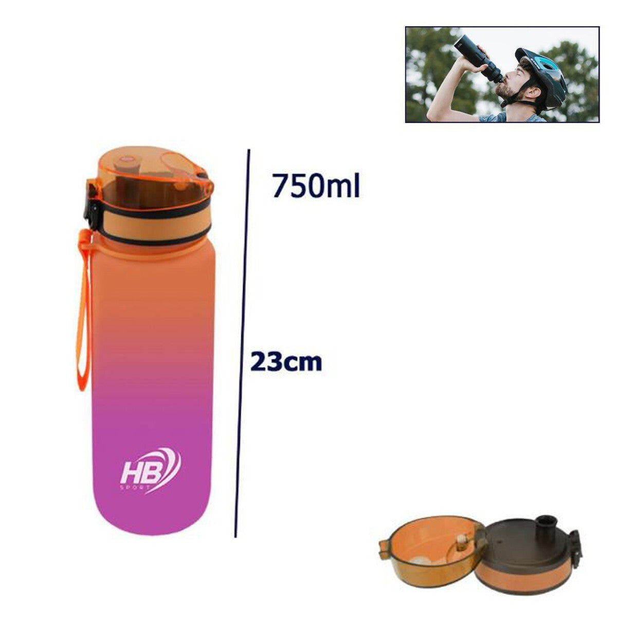 GOURDE DE SPORT TRANSPARENTE BOUTEILLE PORTABLE 750ML SPORT FITNESS
