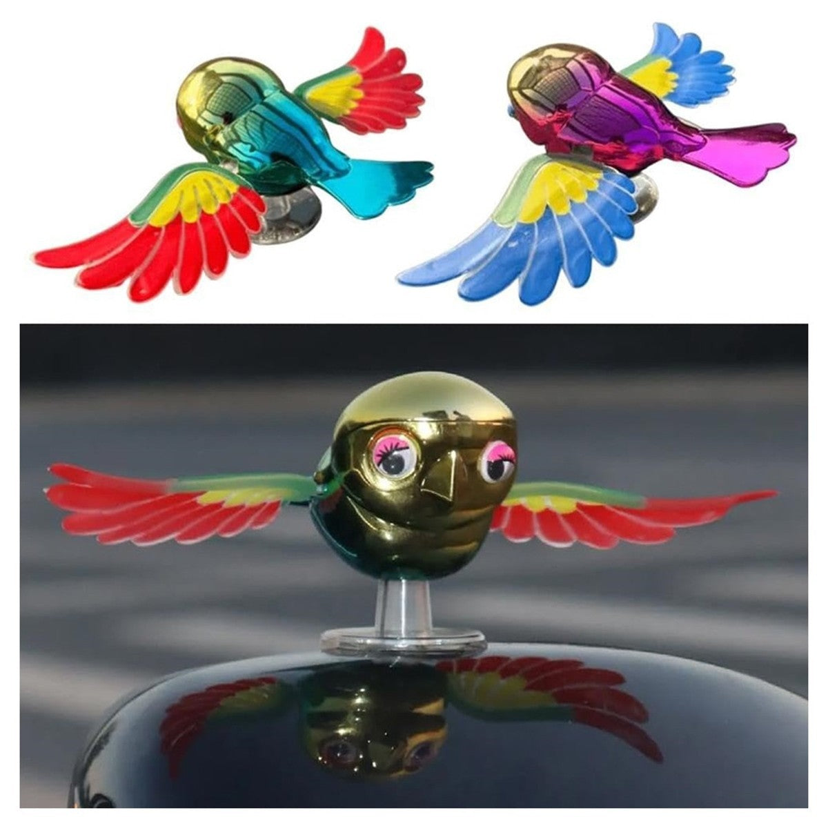 OISEAU 3D DÉCORATION VOITURE MOTO RÉTROVISEUR BATTEMENT AILES VENT AÉRODYNAMIQUE