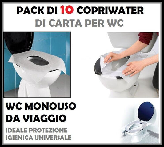 10 COPRIWATER WC DI CARTA MONOUSO COPRI WATER PROTEZIONE IGIENICI TOILETTE BAGNO
