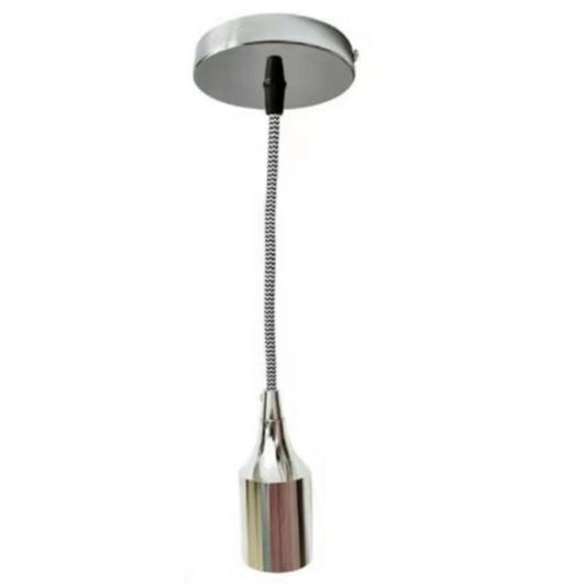 DOUILLE LUSTRE SUSPENSION PLAFONNIER PENDENTIF VINTAGE 2M JD02 CHROMÉ