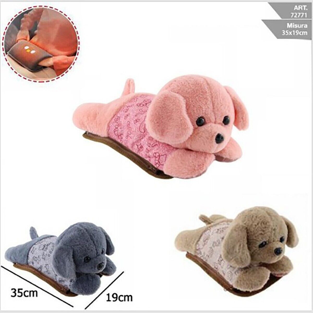 BORSA ACQUA CALDA ELETTRICA SCALDINO SCALDA MANI LETTO RICARICABILE PELUCHE CANE