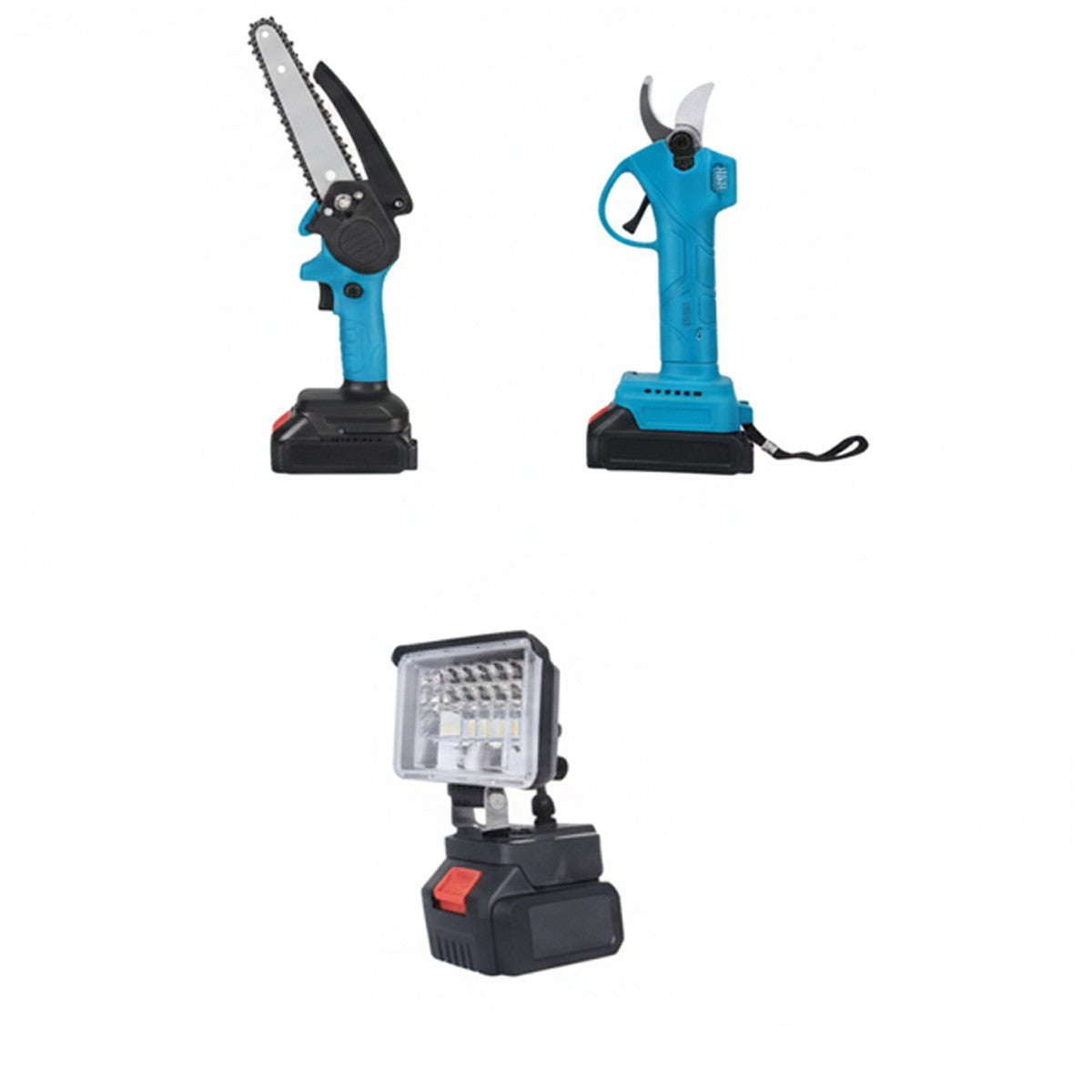 KIT DE TAILLE 3 EN 1 TRONÇONNEUSE CISEAUX PERCHE TÉLESCOPIQUE BATTERIE LAMPE BS-92014