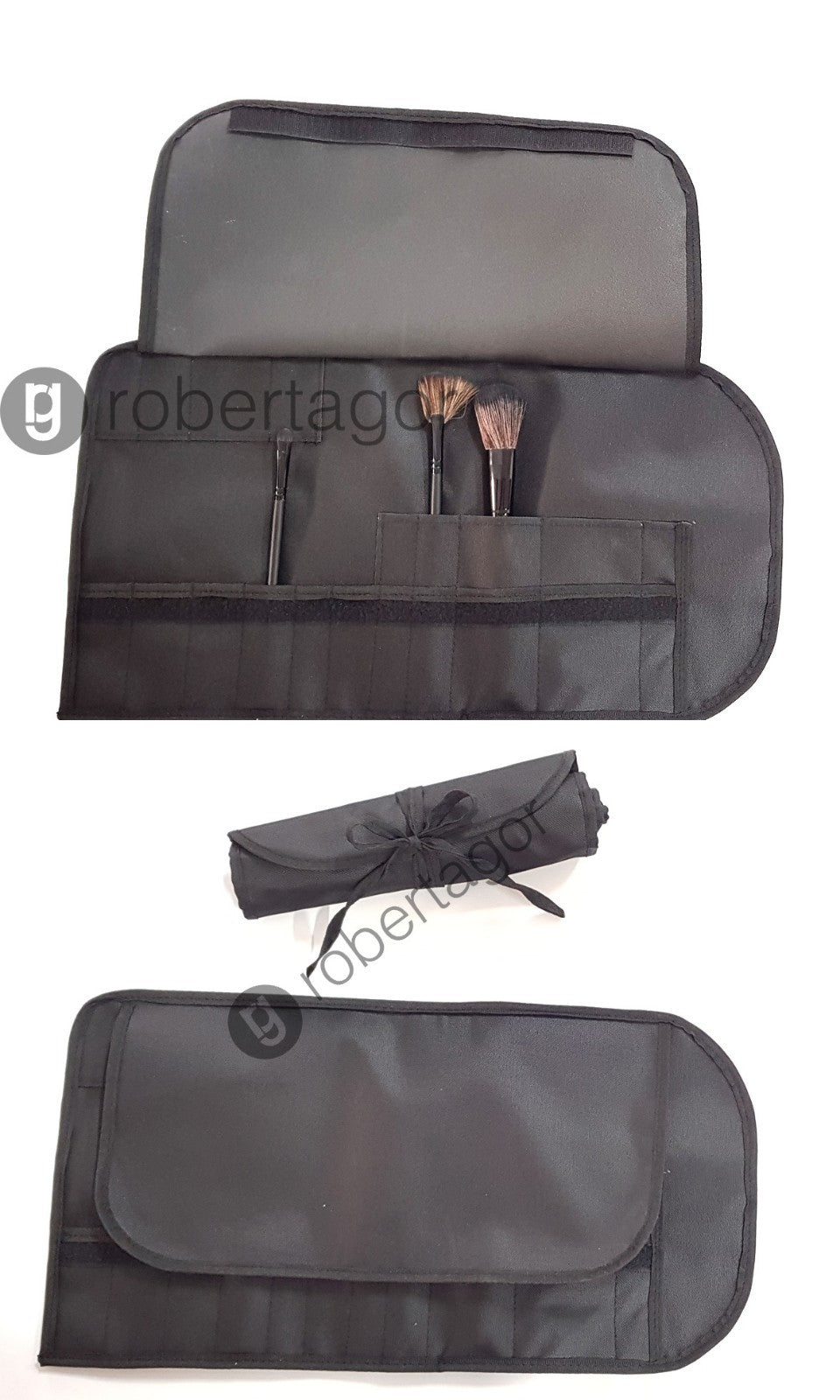 PORTA PENNELLI MAKE UP BEAUTY CASE TROUSSE NERO POCHETTE NERA BORSA TESSUTO