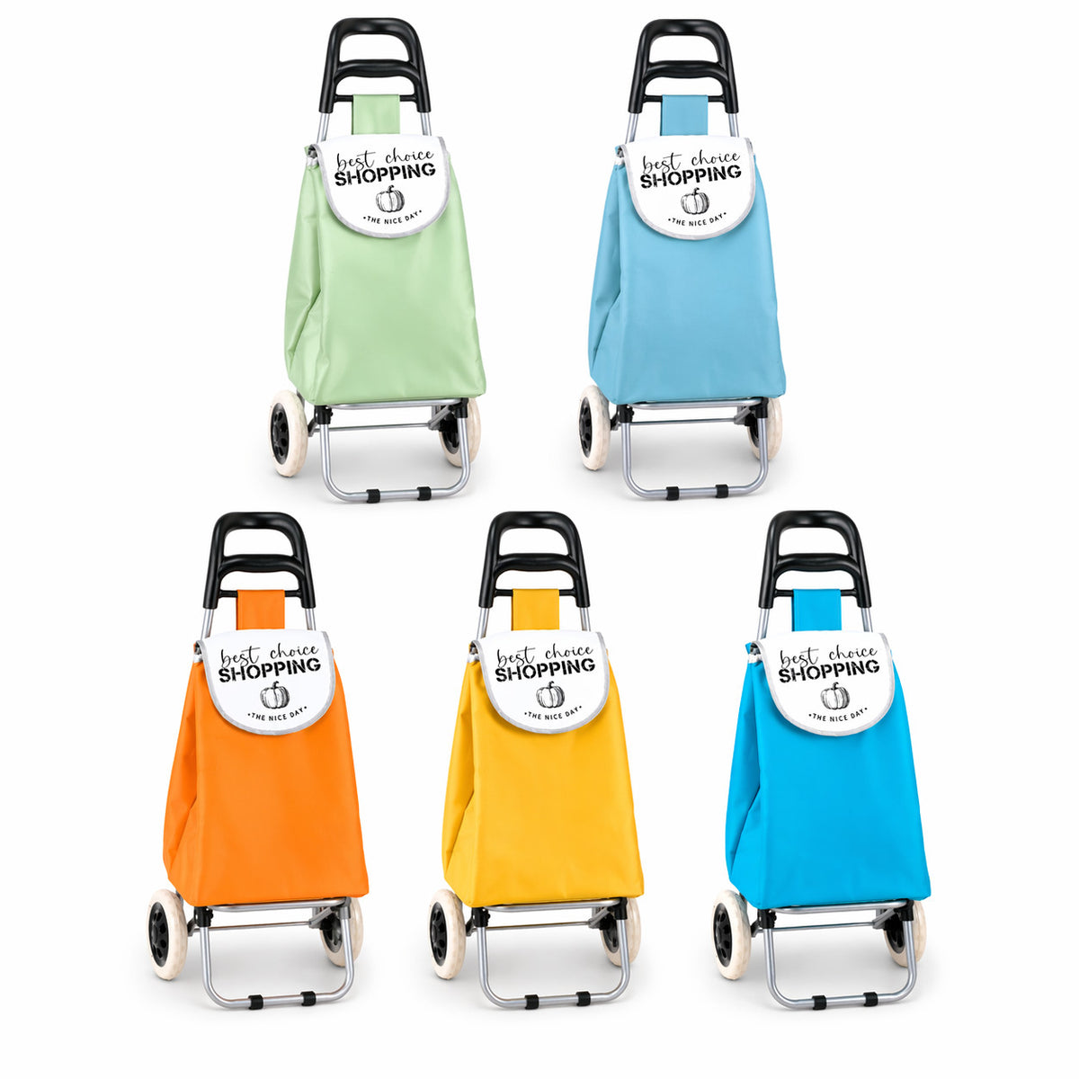 CARRELLO SPESA TROLLEY PIEGHEVOLE 2 RUOTE BORSA IMPERMEABILE 95X36X27 CM