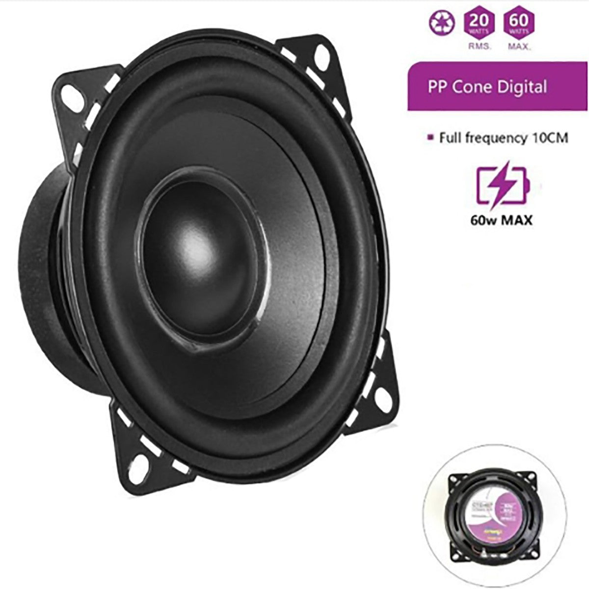 CAISSON DE VOITURE HAUT-PARLEUR 10 CM 20W RMS 60W MAX ENCEINTE AUDIO UNIVERSELLE CTC-407