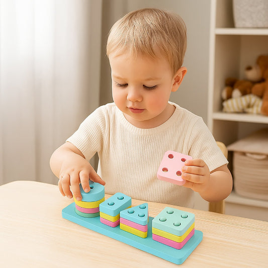 JEU ÉDUCATIF MONTESSORI EN BOIS AVEC FORMES GÉOMÉTRIQUES COULEURS ENFANTS 53562