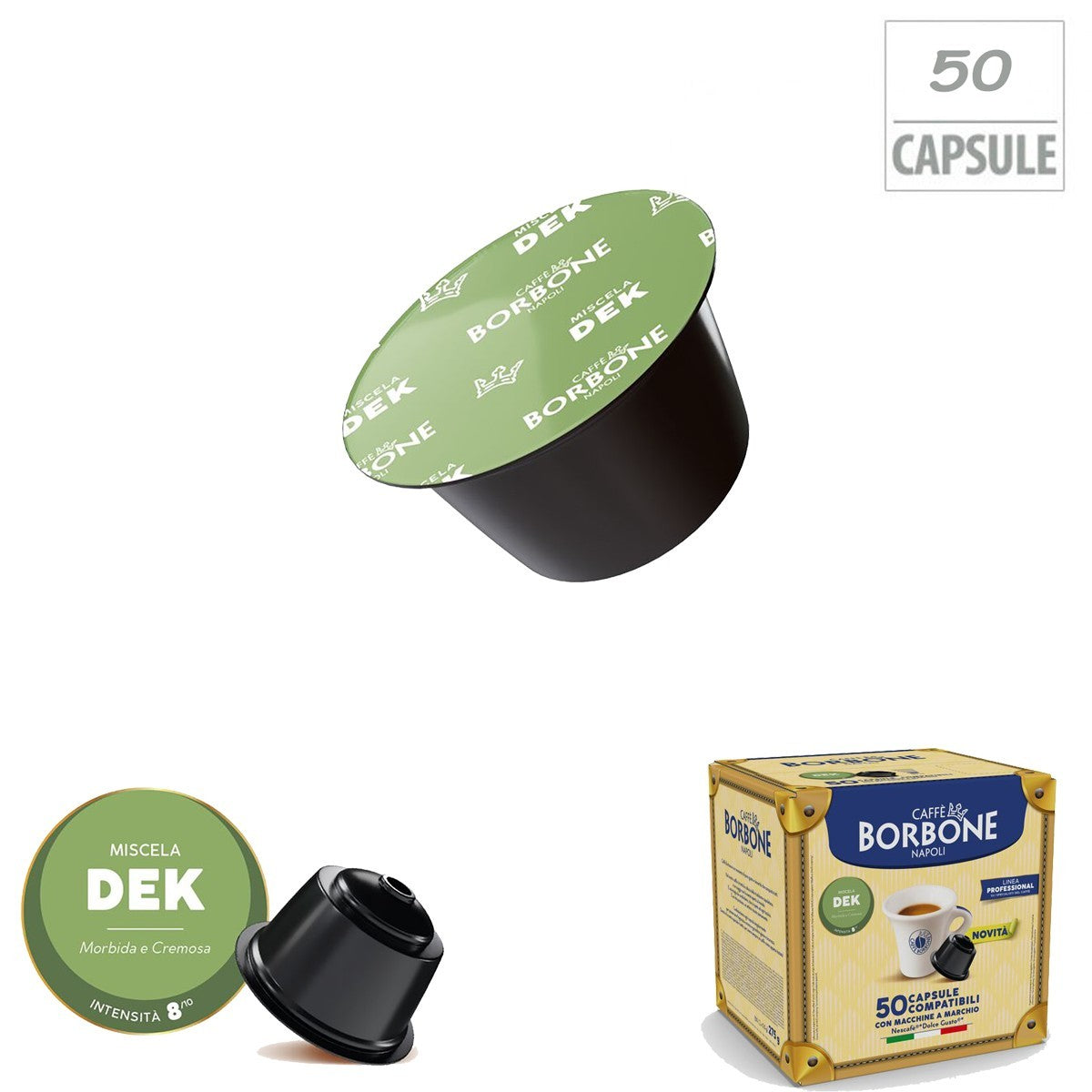 CAFFE BORBONE COMPATIBILI NESCAFÈ DOLCE GUSTO 50 CAPSULE MISCELA DEK VERDE