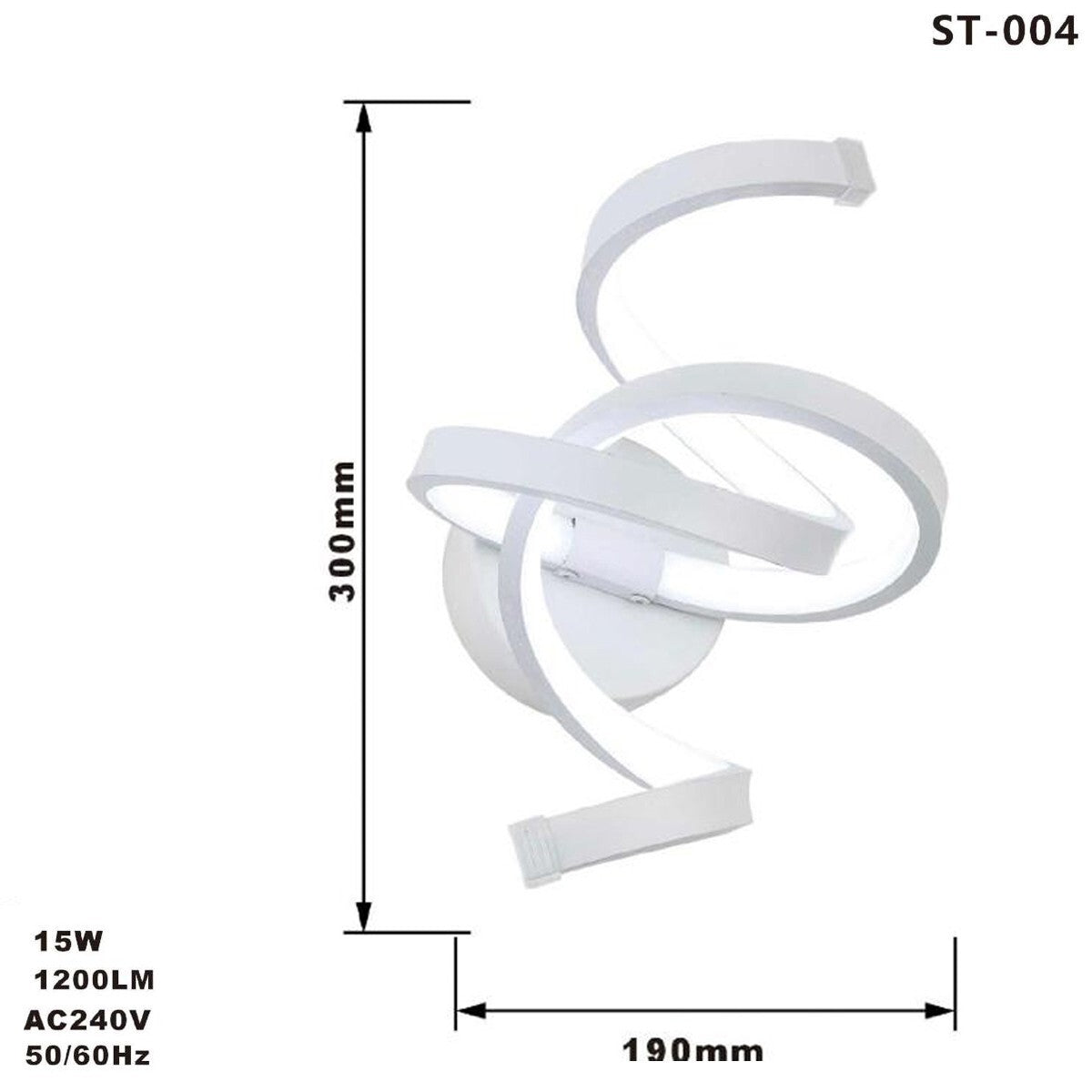 APPLIQUE MURALE INTÉRIEURE MODERNE SPIRALE 15W LUMIÈRE CHAUDE ST-004
