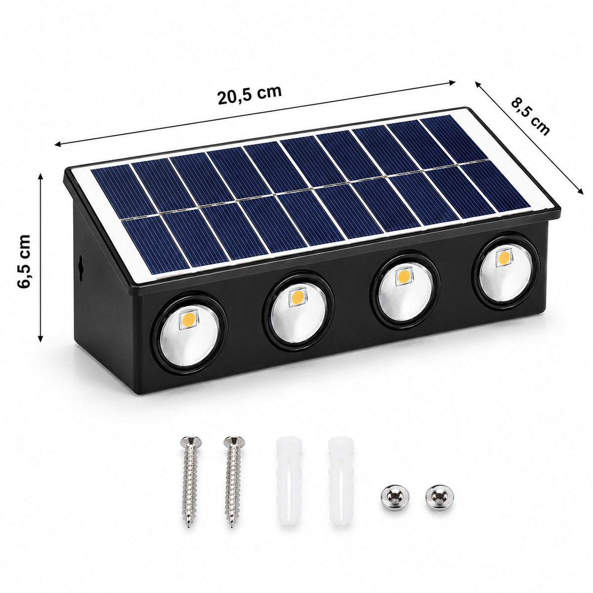 APPLIQUE LAMPE 8 LED MUR MURAL SOLAIRE IP65 BLANC CHAUD JARDIN TE-B0578*