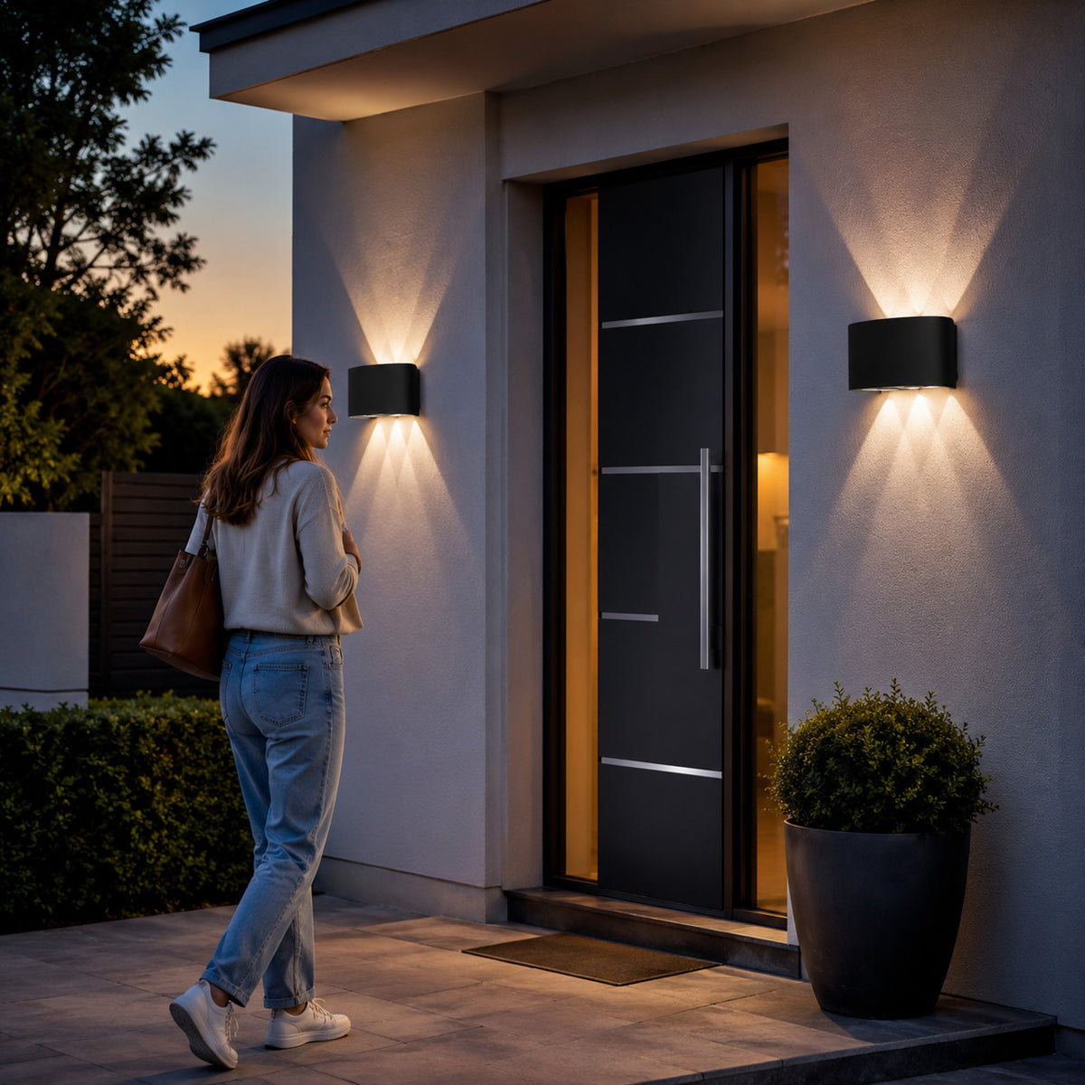 APPLIQUE LED 12W ESTERNO LAMPADA PARETE NERA IP65 3000K 4000K 6000K ET-31672