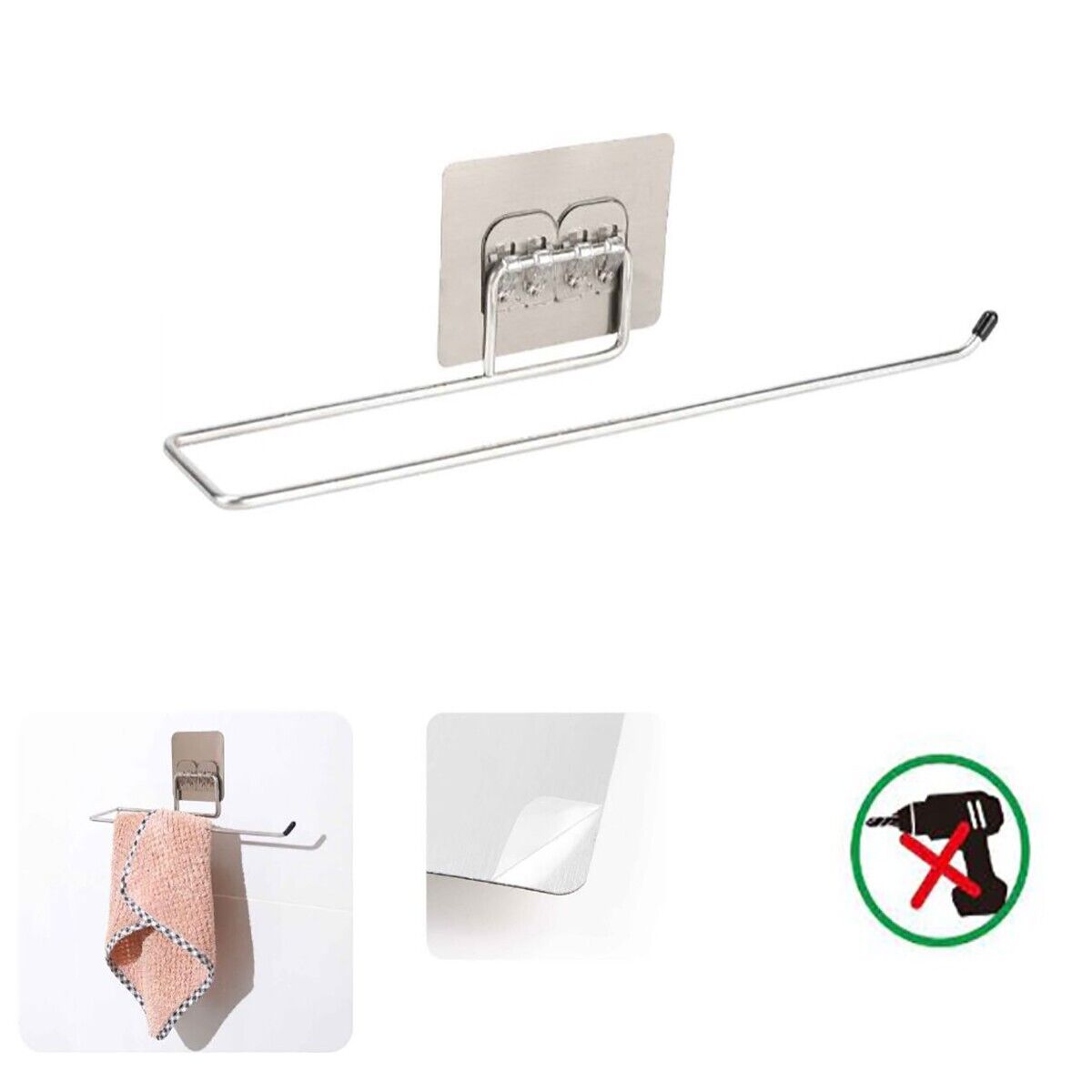 PORTA ASCIUGAMANI BAGNO PARETE SALVIETTE ARREDO CASA ADESIVO 03493