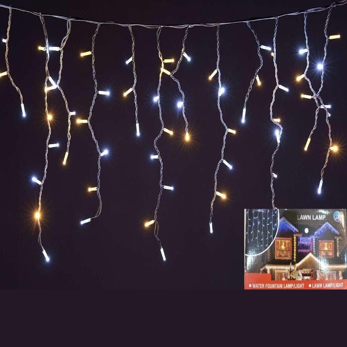 RIDEAU LUMINEUX EXTÉRIEUR 150 LED NOËL BLANC CHAUD FIXE ET FROID CLIGNOTANT