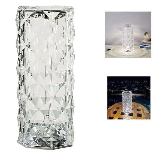 LAMPE DE TABLE LED RECHARGEABLE TYPE CRISTAL DIAMANT RECHARGEABLE TACTILE ROSE