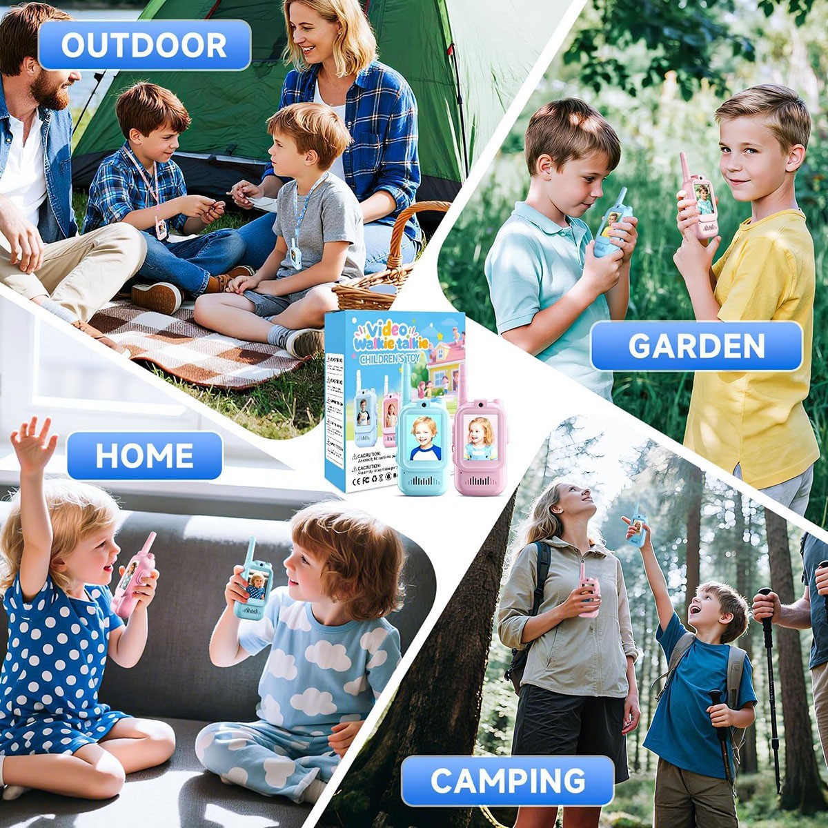 TALKIE-WALKIE VIDÉO ENFANTS 2 PIÈCES RECHARGEABLES AVEC ÉCRAN JEU ÉDUCATIF