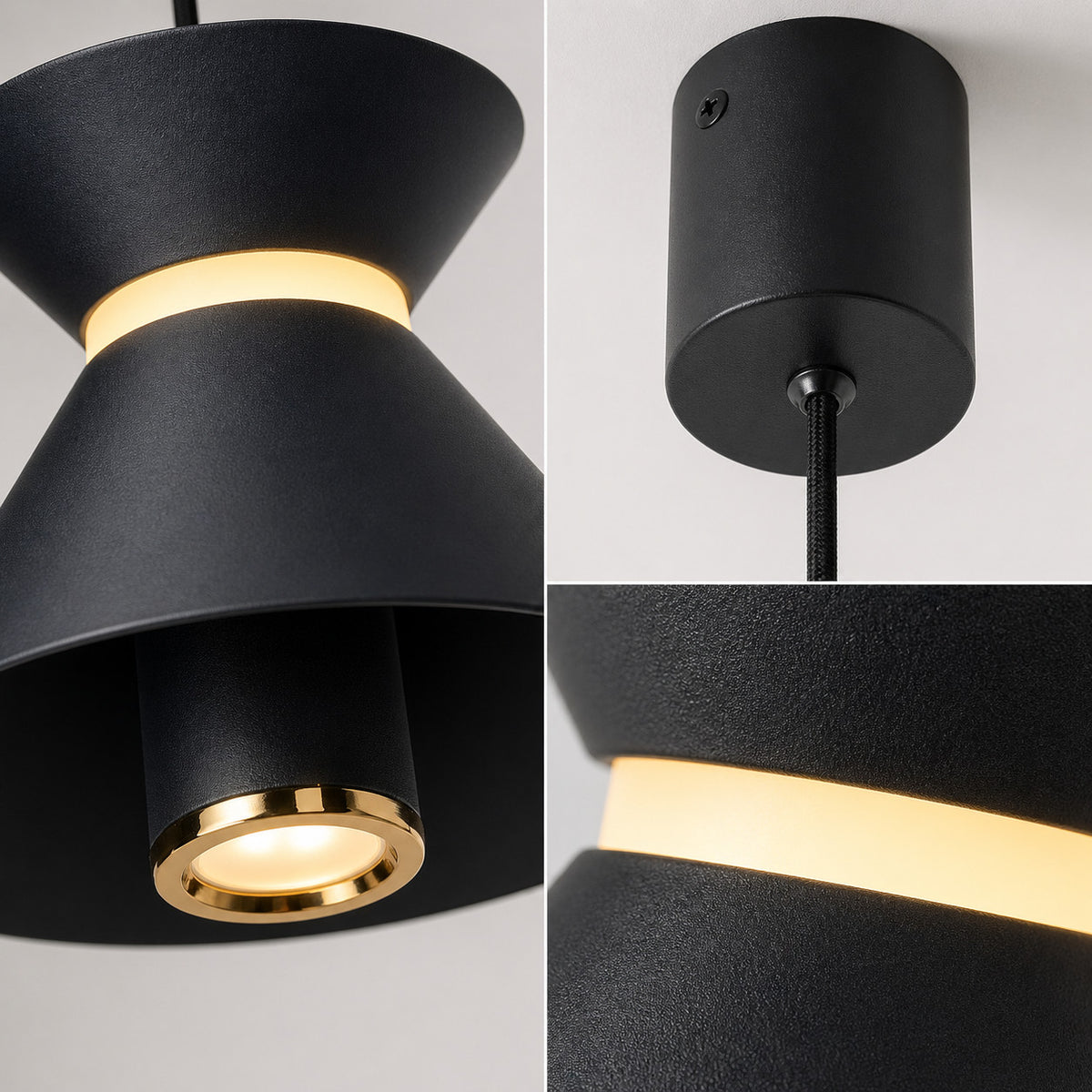 LAMPADARIO LED A SOSPENSIONE MODERNO NERO 10W DIMMERABILE CCT REGOLABILE LP021