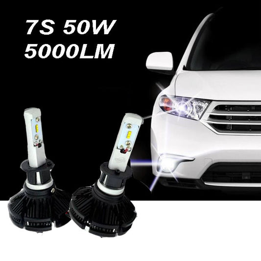 PAIRE D'AMPOULES DE PHARES DE RECHANGE AUTO LED 7S H1 HAUTE LUMINOSITÉ BLANC FROID 50W