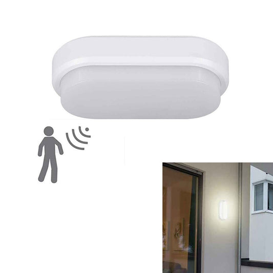 PLAFONNIER LED 9W DÔME OVALE DÉTECTEUR DE MOUVEMENT IP56 BLANC NATUREL 4000K 1521