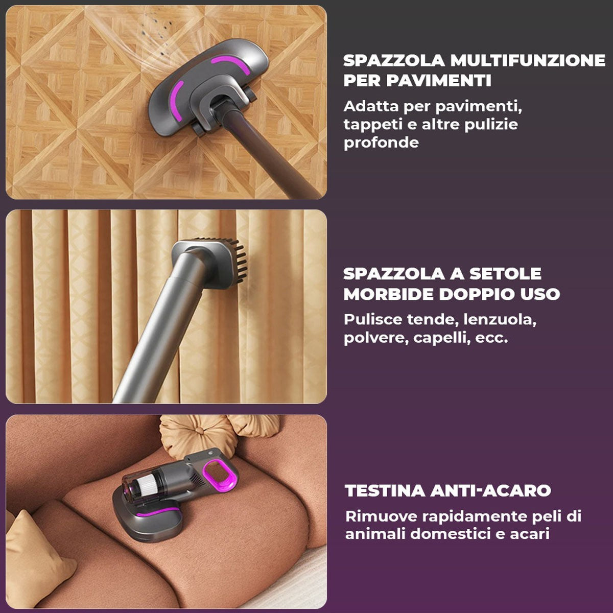 ASPIRAPOLVERE SENZA FILI RICARICABILE 3 IN 1 6500PA BATTERIA 1800MAH AS-08118