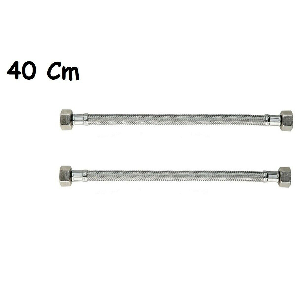 PAIRE FLEXIBLES 40CM TUYAUX EAU CHAUDE ET FROIDE CHAUDIÈRE 1/2X1/2 DGO-171