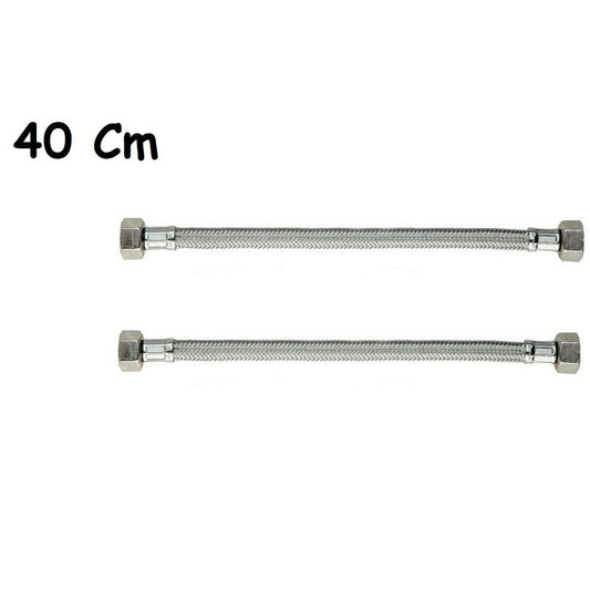 PAIRE FLEXIBLES 40CM TUYAUX EAU CHAUDE ET FROIDE CHAUDIÈRE 1/2X1/2 DGO-171