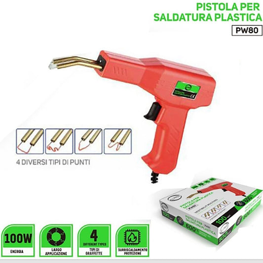 FER À SOUDER PLASTIQUE RÉPARATION PARE-CHOCS VOITURE 100W 4 TYPES DE POINTES PW80