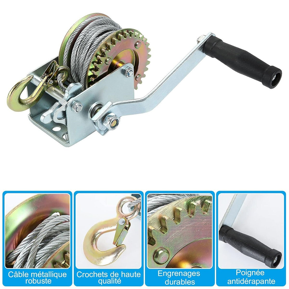 PARANCO MONTACARICHI VERRICELLO GANCIO MANUALE ARGANO 800 LBS CAVO ACCIAIO