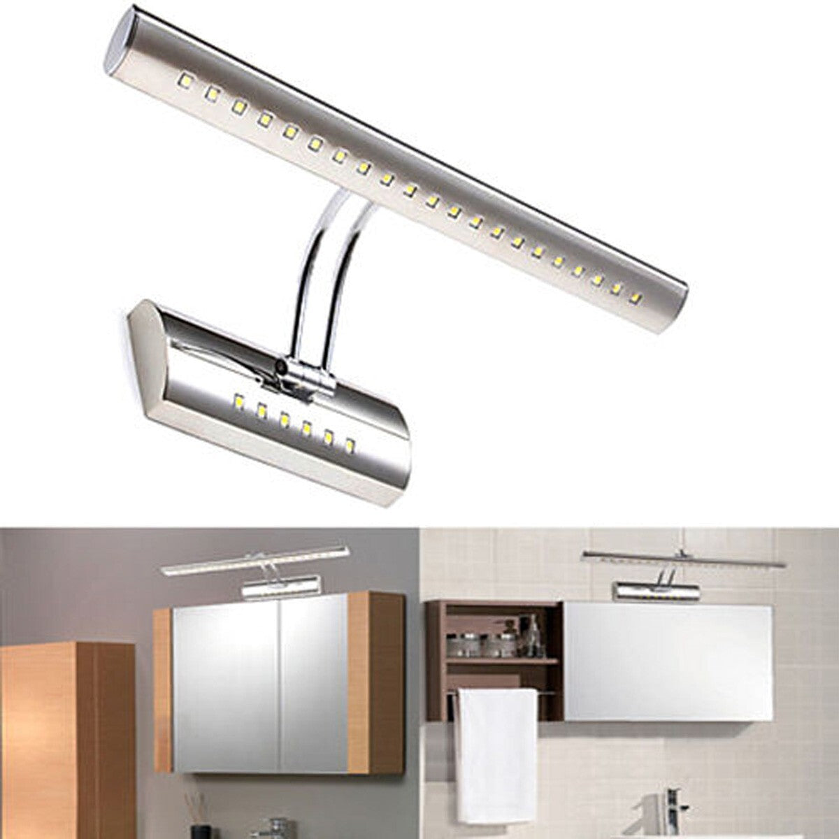 APPLIQUE MURALE SALLE DE BAIN MIROIR 27 LED 5050 LUMIÈRE CHAUDE CHROMÉE