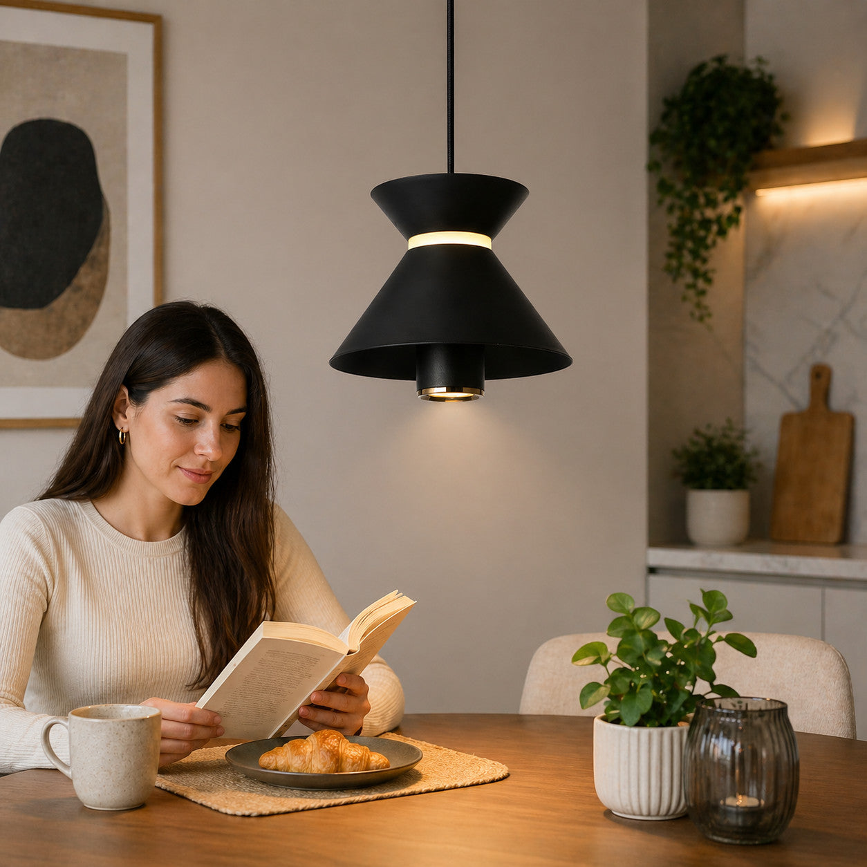 LAMPADARIO LED A SOSPENSIONE MODERNO NERO 10W DIMMERABILE CCT REGOLABILE LP018