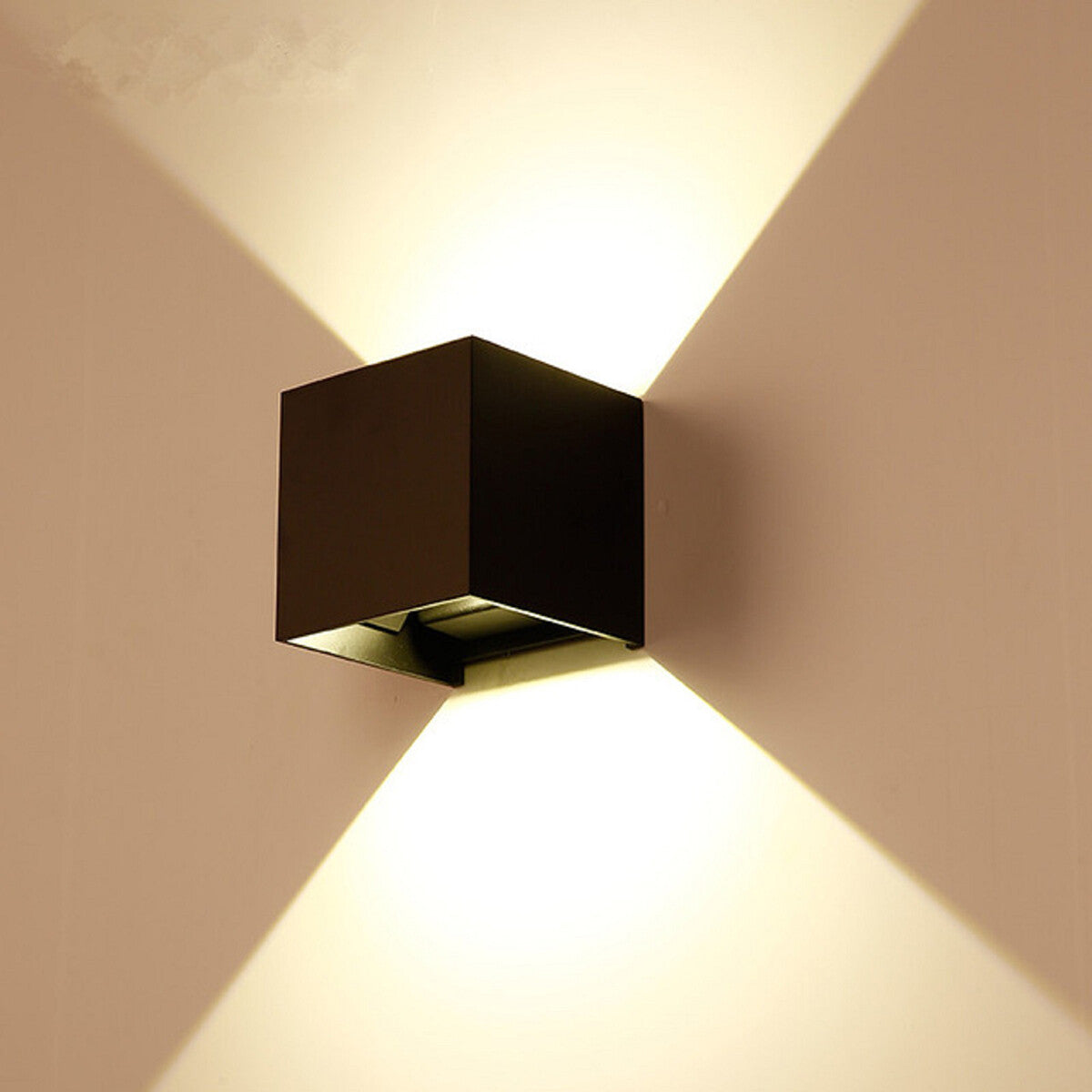 APPLIQUE NERO CUBO LED 10W FARETTO LAMPADA PARETE MURO LUCE CALDO 3000K
