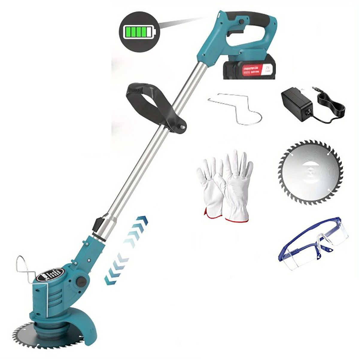 KIT GIARDINAGGIO 4 IN 1 MOTOSEGA CESOIA TAGLIARBA SOFFIATORE 2 BATTERIE 88V