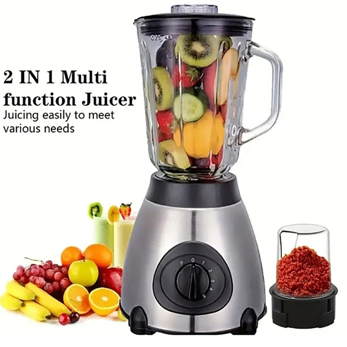 MIXEUR ÉLECTRIQUE 2 EN 1 MOULIN À CAFÉ HACHOIR 800W BLENDER FRUITS 1.5L 0471