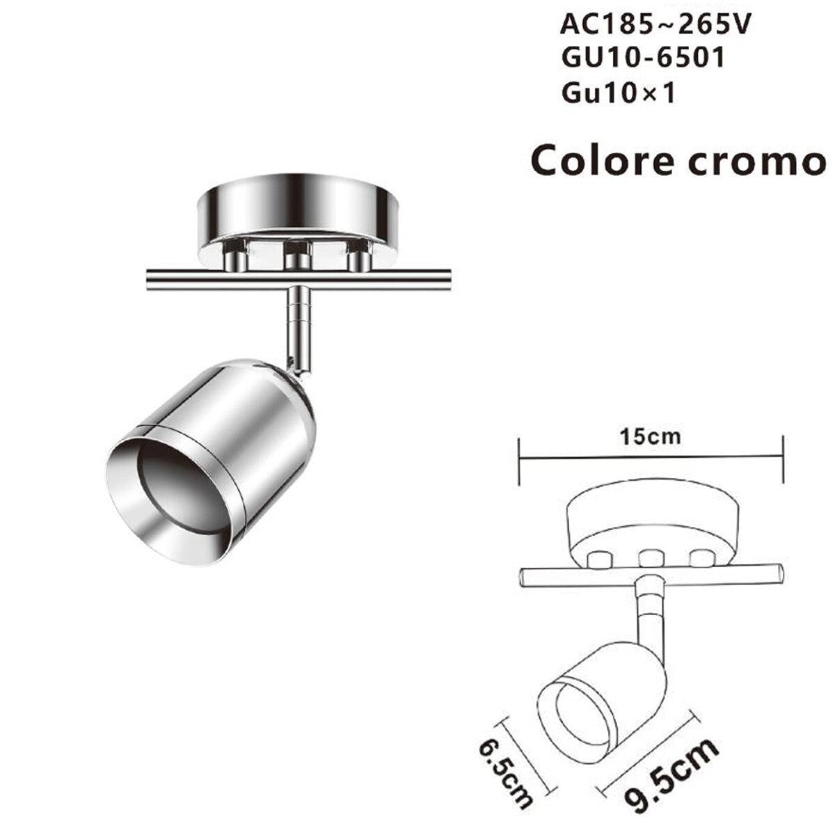 APPLIQUE SPOT PLAFONNIER 6.5*9.5CM PLAFONNIER ORIENTABLE GU10 LED CHROME