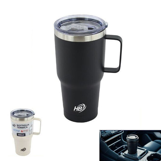 BOUTEILLE ISOTHERME 900ML ACIER POIGNÉE TASSE VOYAGE VOITURE CHAUD FROID 90067