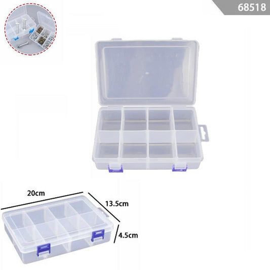 SCATOLA PLASTICA CONTENITORE GIOIELLI PERLINE UTENSILI VITI VARI SCOMPARTI 68518