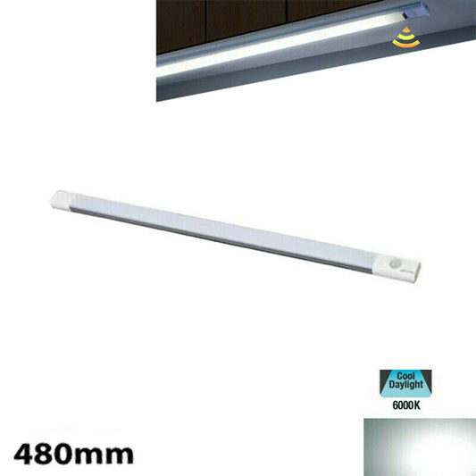 BARRE LED CUISINE LUMIÈRE FROIDE DÉTECTEUR DE MOUVEMENT SOUS MEUBLE RECHARGEABLE 48CM