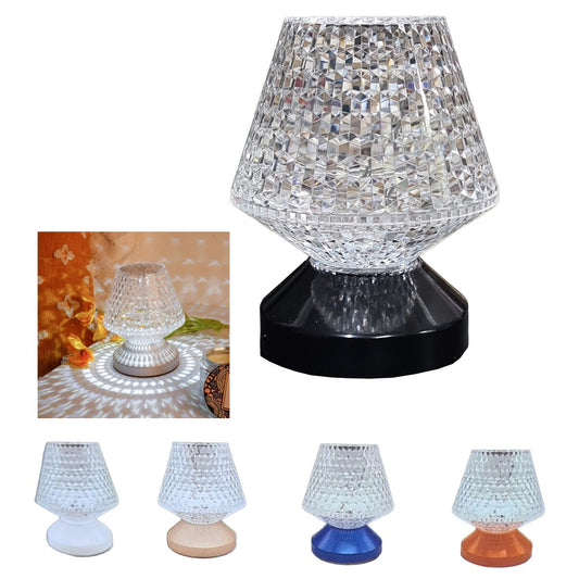 LAMPE DE TABLE EFFET CRISTAL RECHARGEABLE TACTILE USB LUMIÈRE RVB LED TÉLÉCOMMANDE