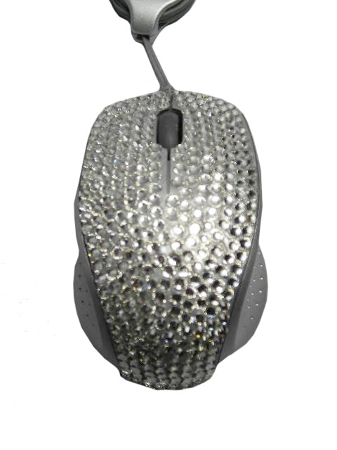 MOUSE USB FASHION OPTICAL CON FILO GRIGIO E PERLINE