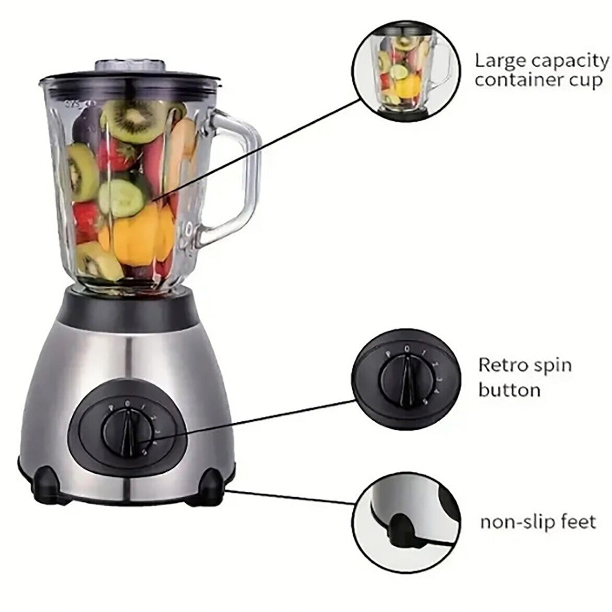 MIXEUR ÉLECTRIQUE 2 EN 1 MOULIN À CAFÉ HACHOIR 800W BLENDER FRUITS 1.5L 0471
