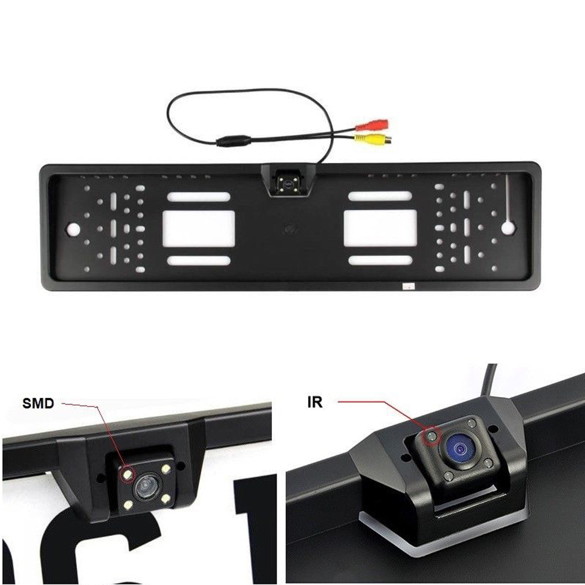 SUPPORT DE PLAQUE D'IMMATRICULATION AVEC CAMÉRA DE RECUL CAMÉRA DE RECUL 4 LED VISION NOCTURNE POUR VOITURE