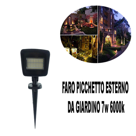 PROJECTEUR PIQUET EXTÉRIEUR DE JARDIN 60 LED SMD LUMIÈRE FROIDE 7W DR 490LM 6000K