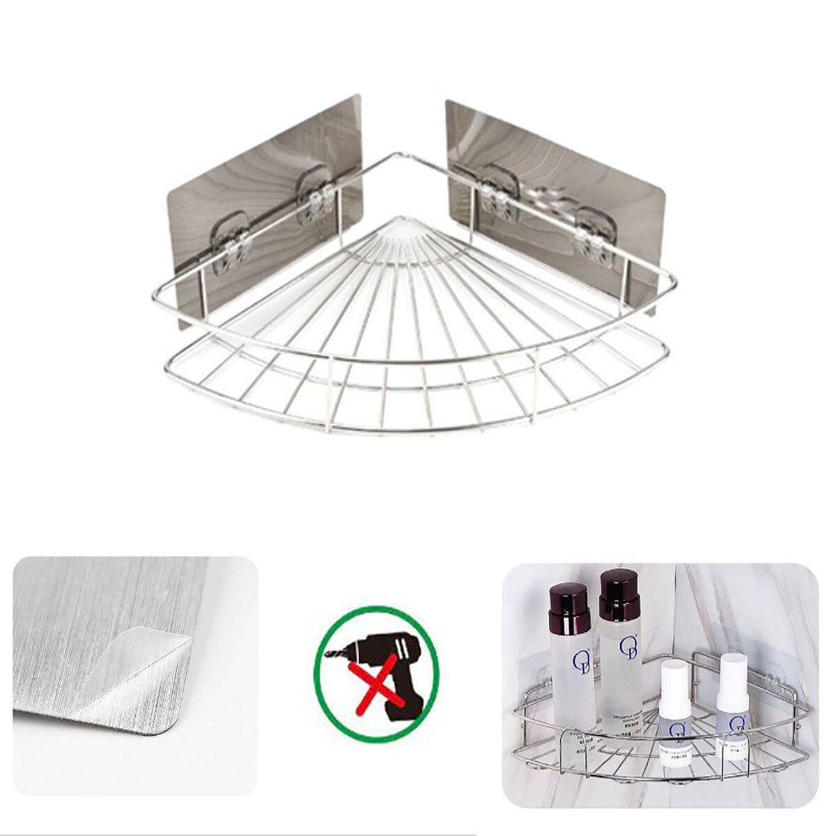 ÉTAGÈRE D'ANGLE MURALE ADHÉSIVE RANGEMENT ORGANISATEUR 03489