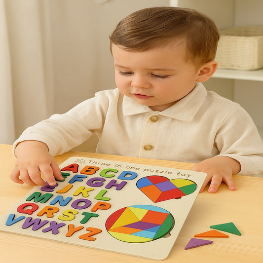 GIOCO EDUCATIVO LEGNO PUZZLE ALFABETO COLORI BAMBINI MONTESSORI 22.5CM 07284