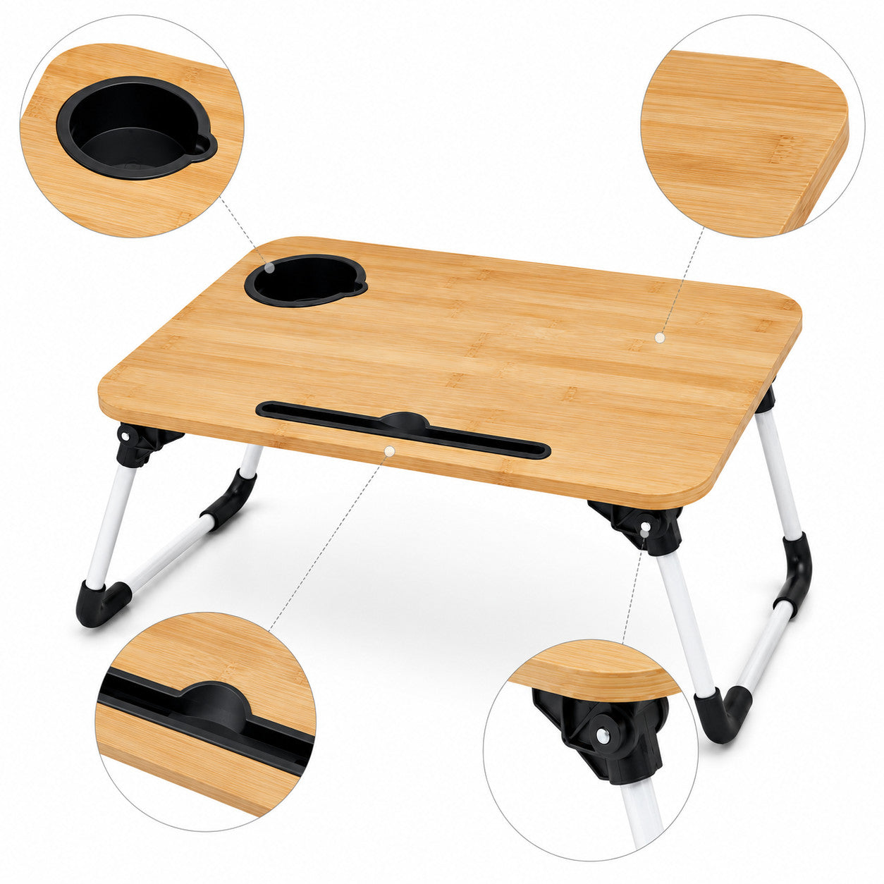 TAVOLINO VASSOIO LETTO DIVANO PC TABLET PIEGHEVOLE IN LEGNO COLAZIONE