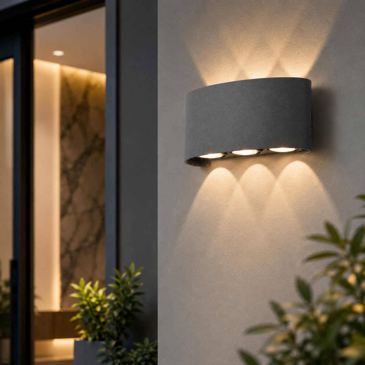 APPLIQUE LED 12W GRIGIA IP65 LAMPADA PARETE ESTERNO3000K 4000K 6000K ET-31674