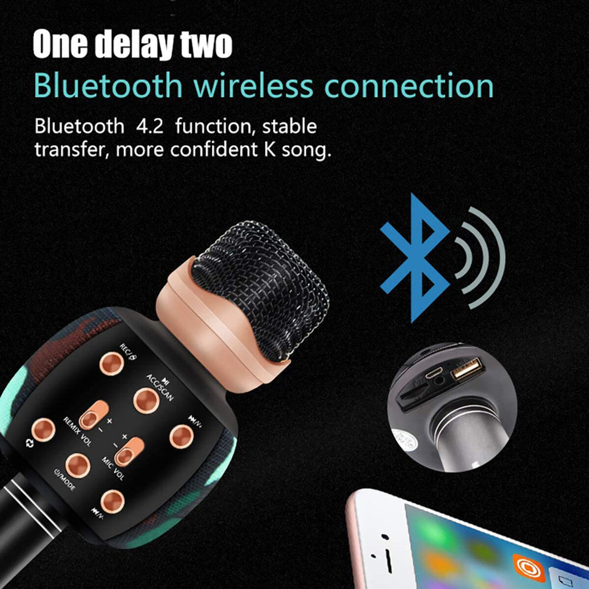 MICROFONO RADIO FM MEGAFONO SPEAKER BLUETOOTH PORTATILE KARAOKE REGISTRATORE SD